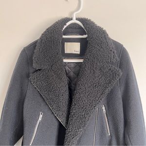 Aritzia Wilfred Free Black Shearling Moto Jacket Size L
